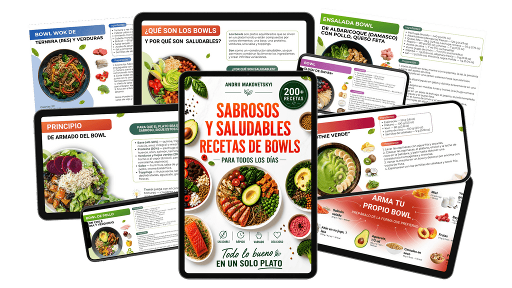 200+ RECETAS DE BOWLS SABROSOS Y SALUDABLES